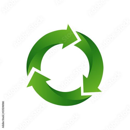 Recycle arrow symbol Means using recycled resources.