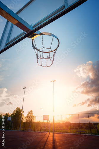 Outdoor basketball court in town.