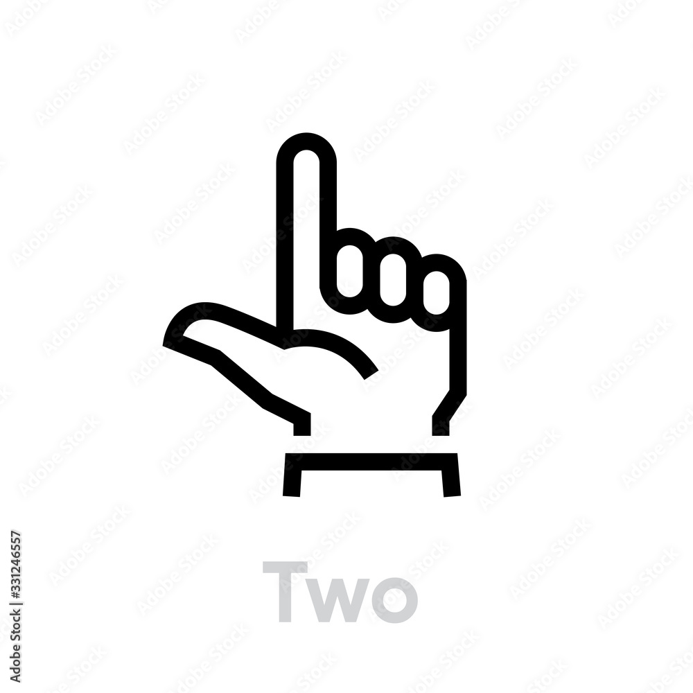 Obraz premium Two hand gesture icon. Editable line vector.
