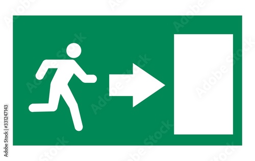 Emergency Exit Door Sign Vector in Green Color Isolated on White Background