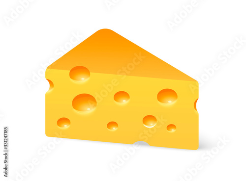Triangular Cheese piece of swiss maasdam isolated