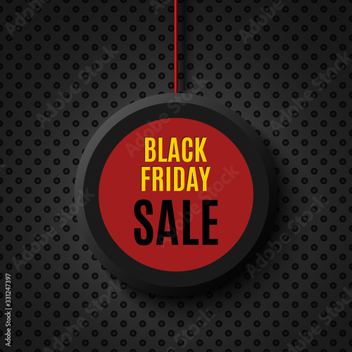 Black friday sale round banner on dotted background. Vector illustration.