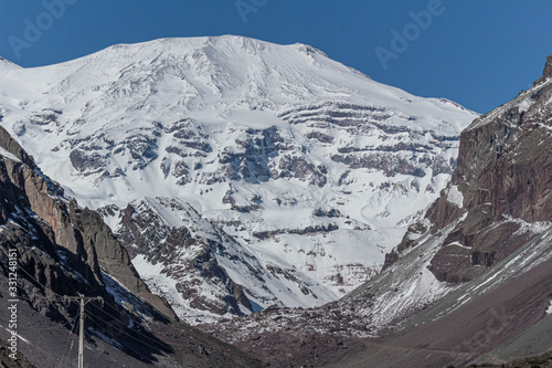 San José volcano. Close up of the Mountain San José, in Cajón del Maipo, Central Andes of Chile.
