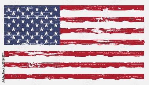 US American Flag Vector Background in Rustic Retro Vintage Grunge Style