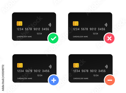 Credit card actions vector design. Approved and Failed Payment icon.