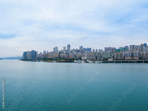Cityscape Skyscrapers view from Yangtze River  China Stockphoto