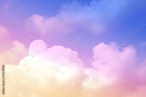 Photography beauty soft pastel with fluffy clouds on sky