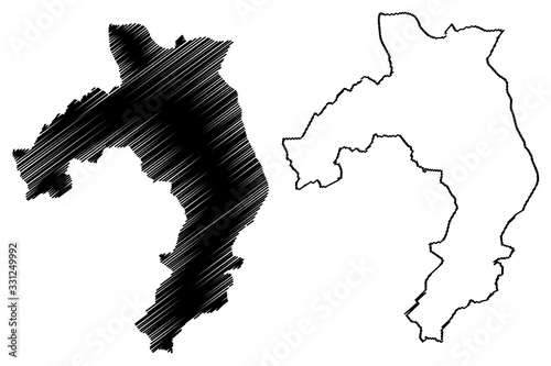 Zilupe Municipality (Republic of Latvia, Administrative divisions of Latvia, Municipalities and their territorial units) map vector illustration, scribble sketch Zilupe map