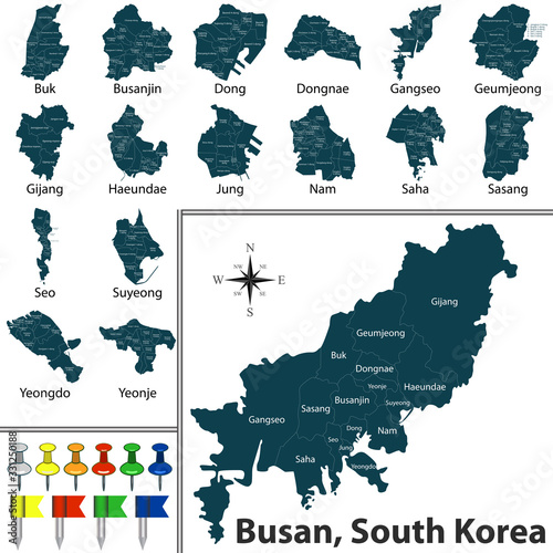 Map of Busan with Districts photo