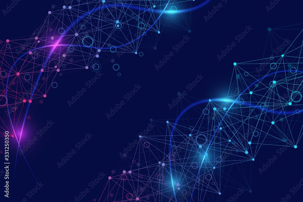 Fototapeta premium Big Data Visualization Background. Modern futuristic virtual abstract background. Science network pattern, connecting lines and dots. Global network connection .