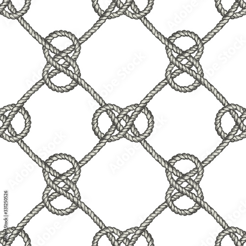 Vector endless nautical rope pattern, hand drawn