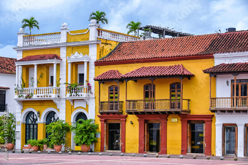 Buildings at Plaza De Los Coches, Cartagena  Bolivar, Colombia photo