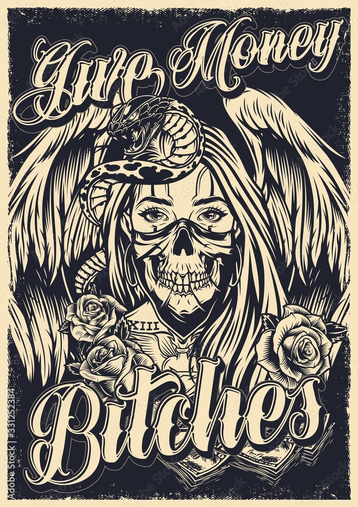 Obraz premium Chicano tattoo poster