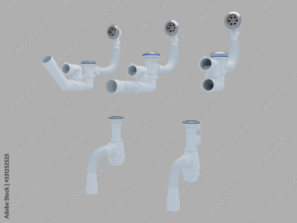 Fotografie Pack of plumbing siphons