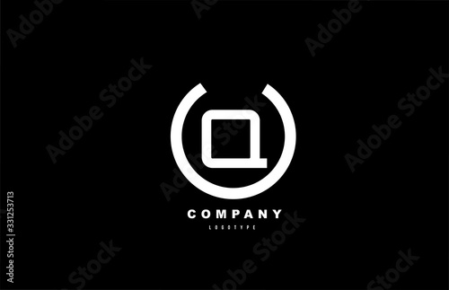Q white and black letter logo alphabet icon design for company and business