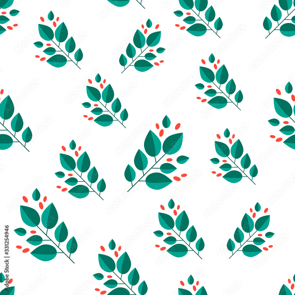 Seamless pattern. Leaves, berries and fruits of coffee coffee.