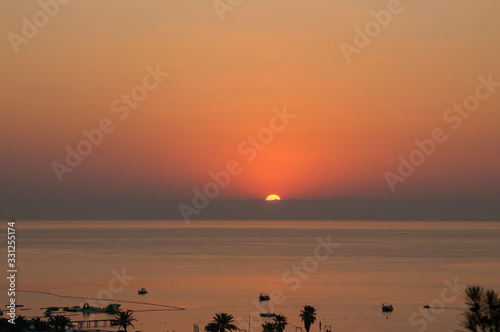Sunrise over the sea in the resort area