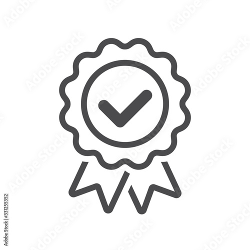 approved or certified badge correct mark icon line vector photo