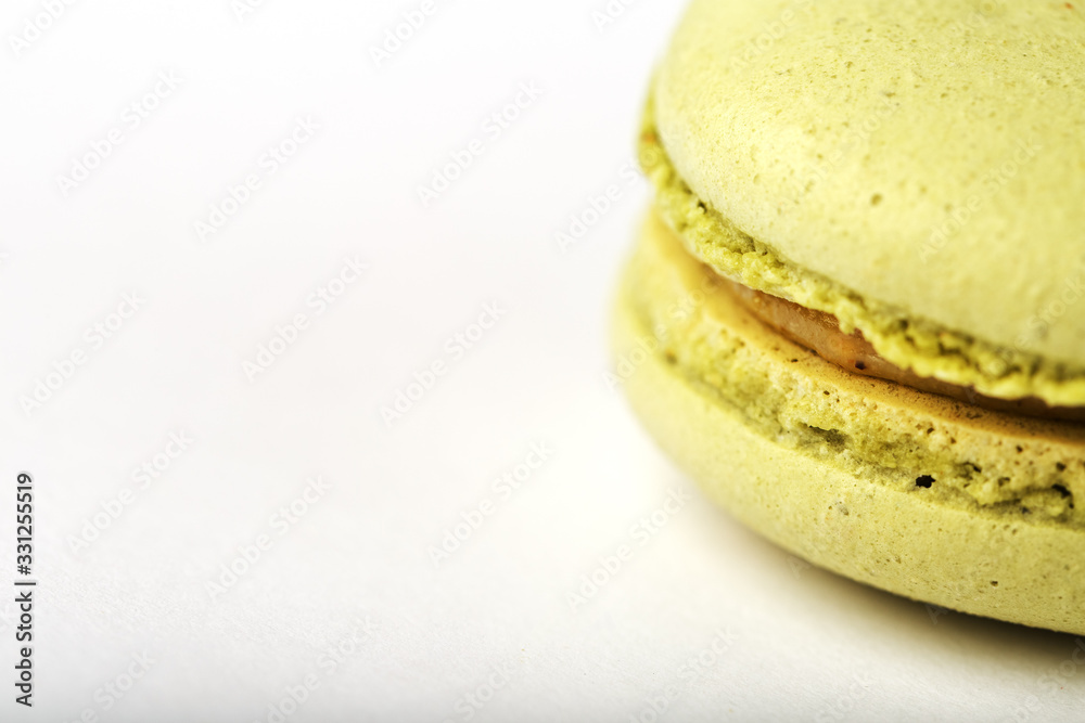 Green macaroni Cookies on a white background, isolated. Green macaroni Cookies on a white background, isolated.