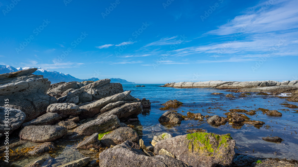 Tranquil Stone Sea View Background