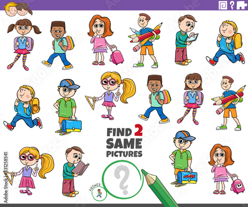 find two same pupils kid characters task