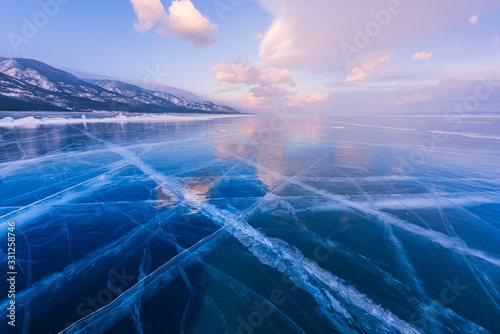 Amazing sunset over Lake Baikal  Russia.