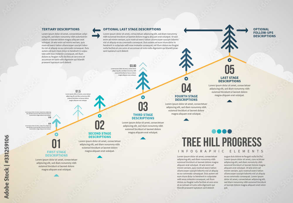 Tree Hill Progress Infographic Layout Stock Template | Adobe Stock