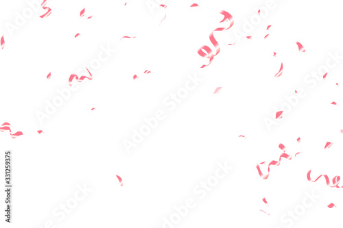 Confetti with ribbons and paper falling, celebrate party vector background