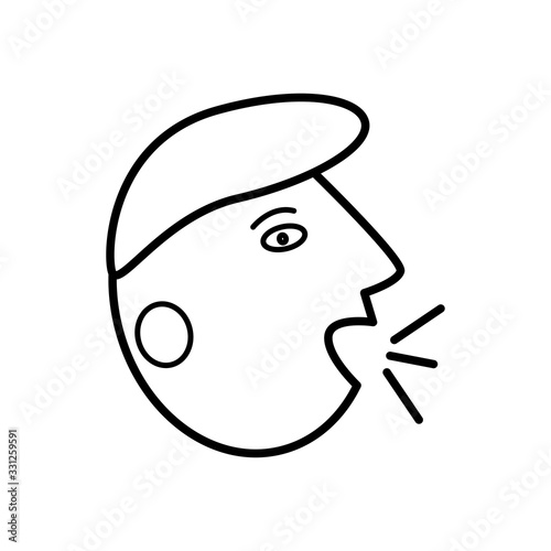 Simple outline vector cough icon.