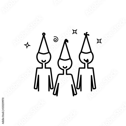 Simple outline party guests vector icon