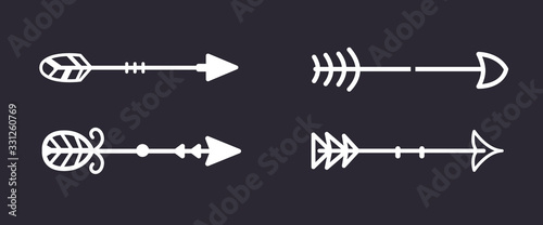 Vector tribal arrow in new modern style. Chalkboard Arrows hand drawn icons set.