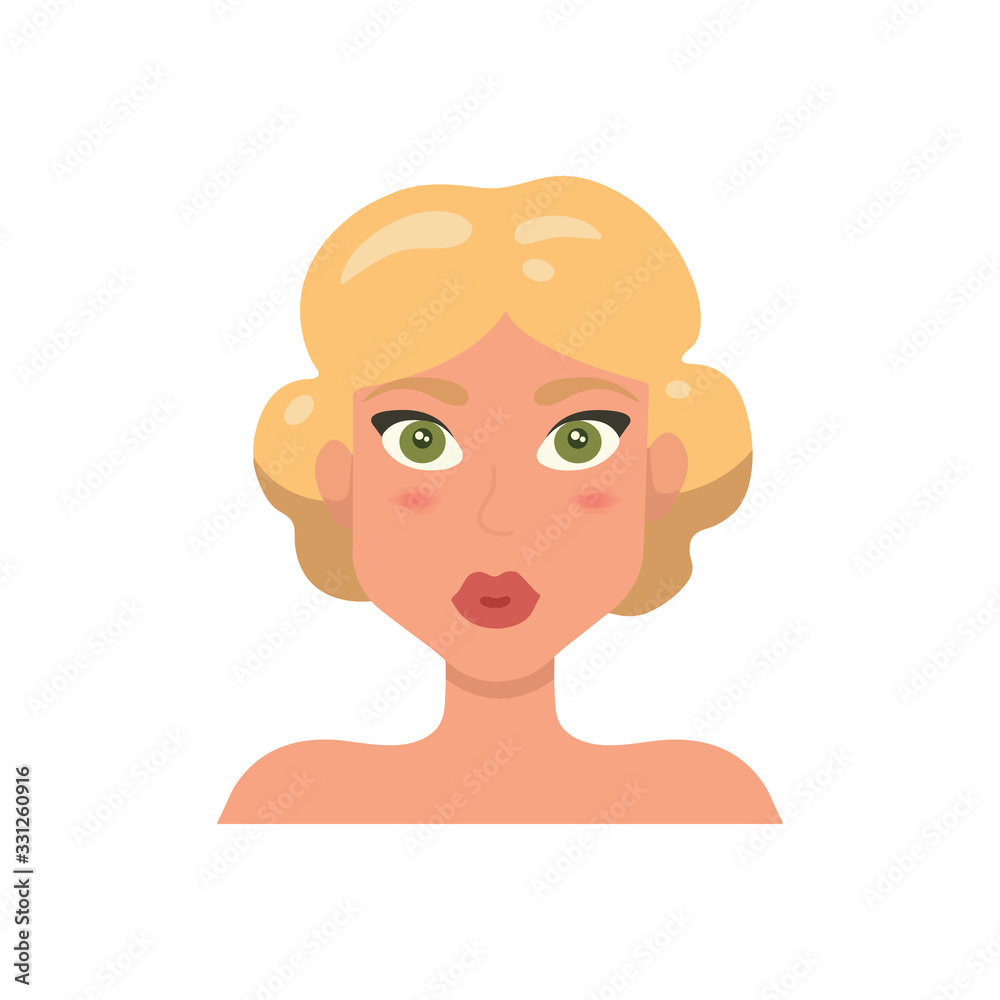 Cute Woman Face illustration. Woman's avatar in cartoon style. Young girl portrait facial expression. Cute Woman Face illustration. Woman's avatar in cartoon style. Young girl portrait facial expression.