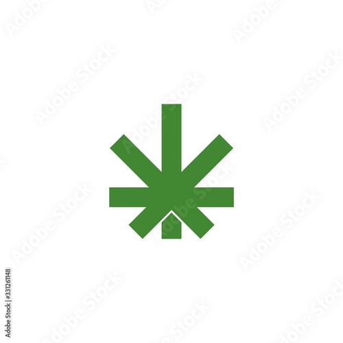 Abstract Cannabis leaf sign design isolated white background. Cannabis leaf icon