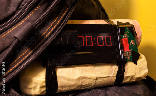 Принти на полотні homemade bomb with a detonator in a black bag