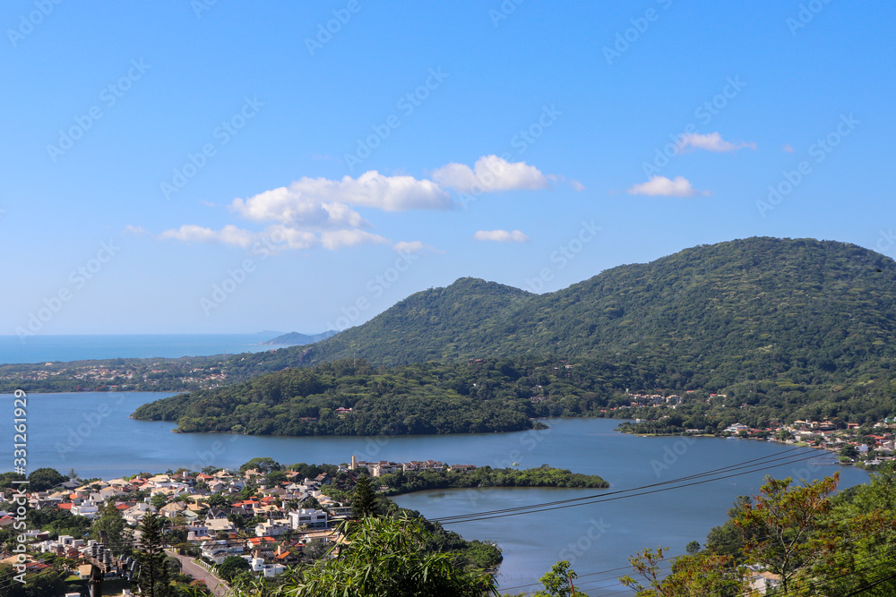 A beautiful panoramic view from the viewpoint of the  Conceição lagoon  hill in Florianópolis, Santa Catarina.