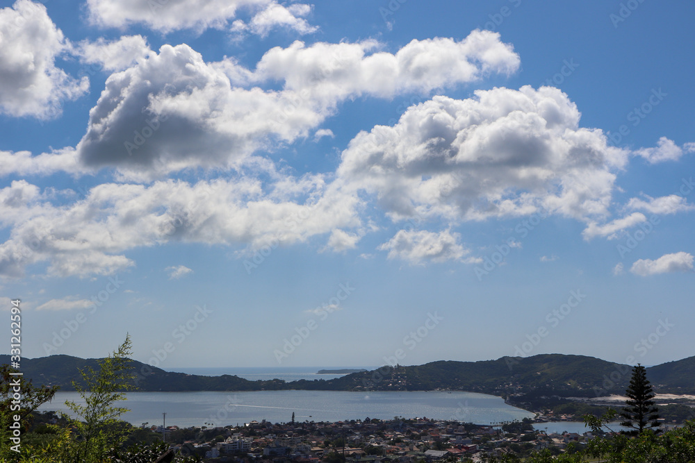 A beautiful panoramic view from the viewpoint of the  Conceição lagoon  hill in Florianópolis, Santa Catarina.