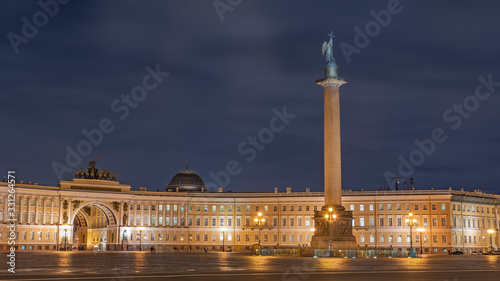 Palace Square, Alexander Column, evening city, Russia, St. Petersburg