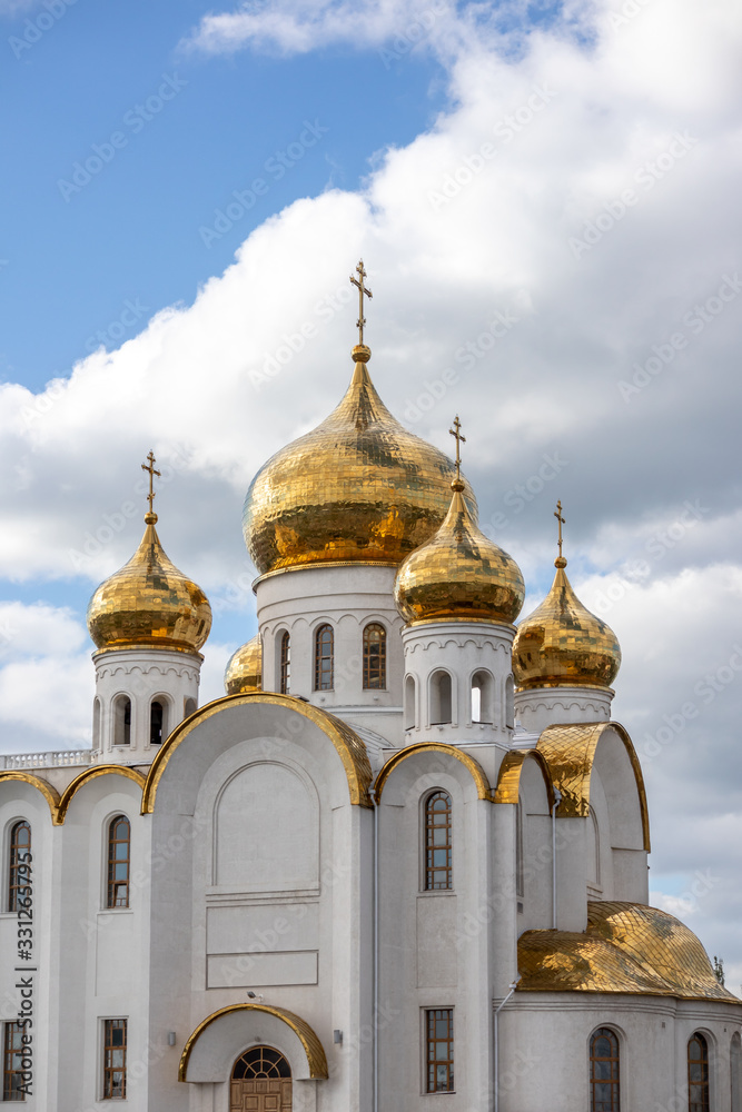 golden domes of orthodox cathedral