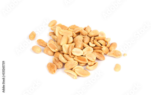 White peanuts on a white background.