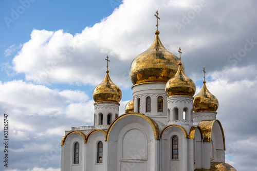 golden domes of orthodox cathedral photo