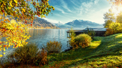 Schilderij op canvas Landscape with Alps and Zeller See in Zell am See, Salzburger Land, Austria
