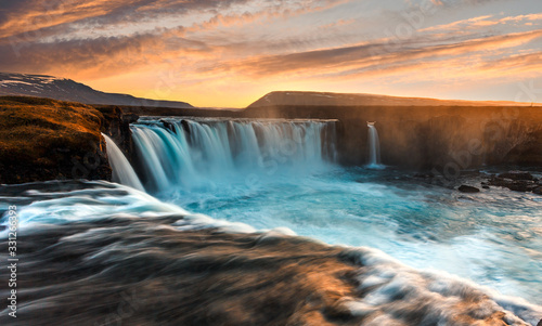 The Godafoss  Icelandic  waterfall of the gods  is a famous waterfall in Iceland. The breathtaking landscape of Godafoss waterfall attracts tourist to visit the Northeastern Region of Iceland.
