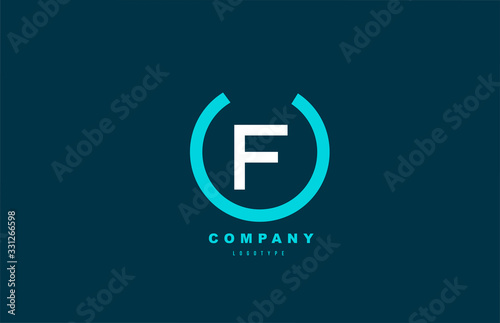 F white and blue letter logo alphabet icon design for company and business
