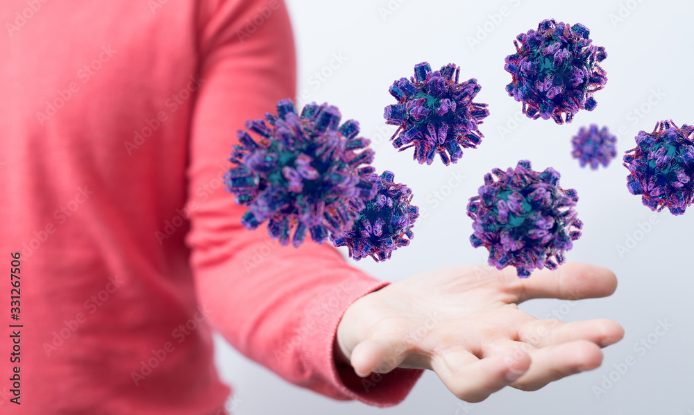flu virus attack digital 3d epidemic. flu virus attack digital 3d epidemic.