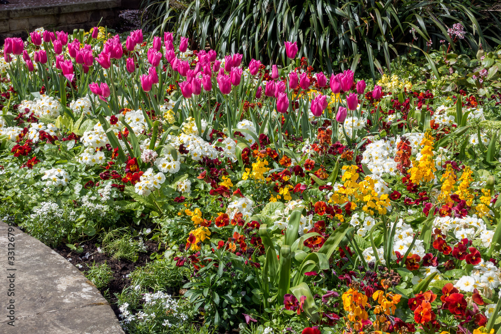 Colourful flowerbed display in East Grinstead