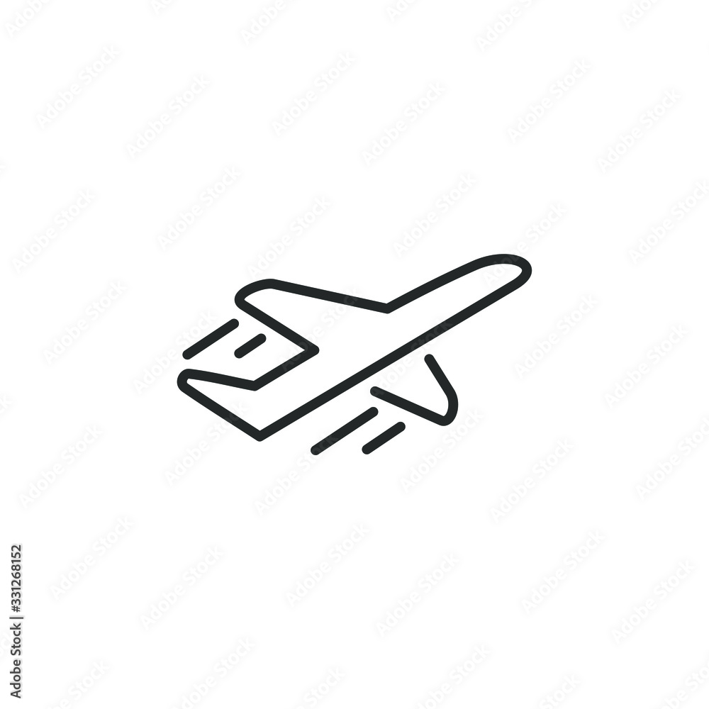 Airplane line icon template color editable. Airplane symbol vector sign isolated on white background illustration for graphic and web design.