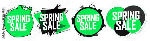 Set Spring Sale banners, discount tags design template, vector illustration