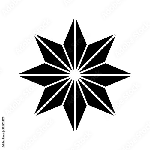 Eight pointed star simple thin line icon.