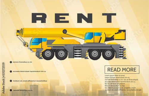 Mobile telescopic boom crane, vector.