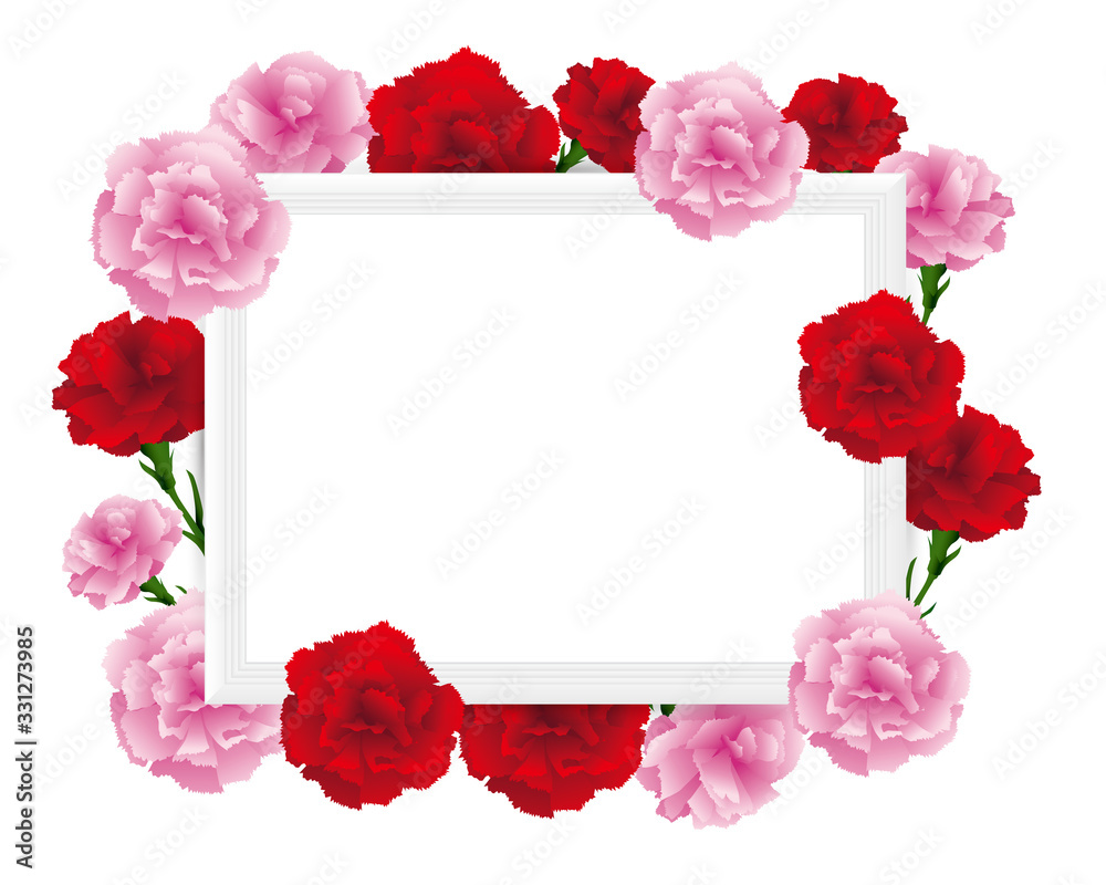 art frame with carnations illustration art frame with carnations illustration